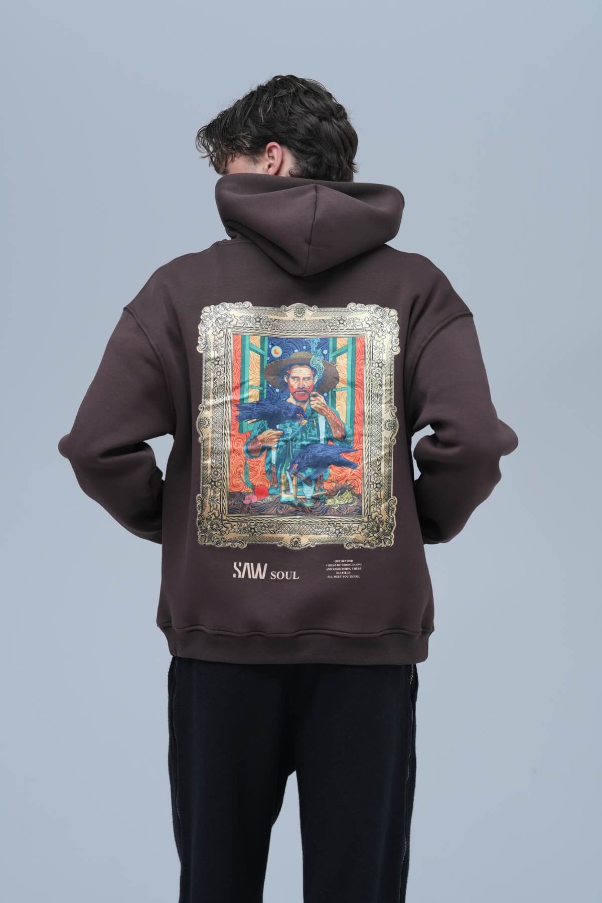 CROWS & SMOKE HOODIE - BROWN