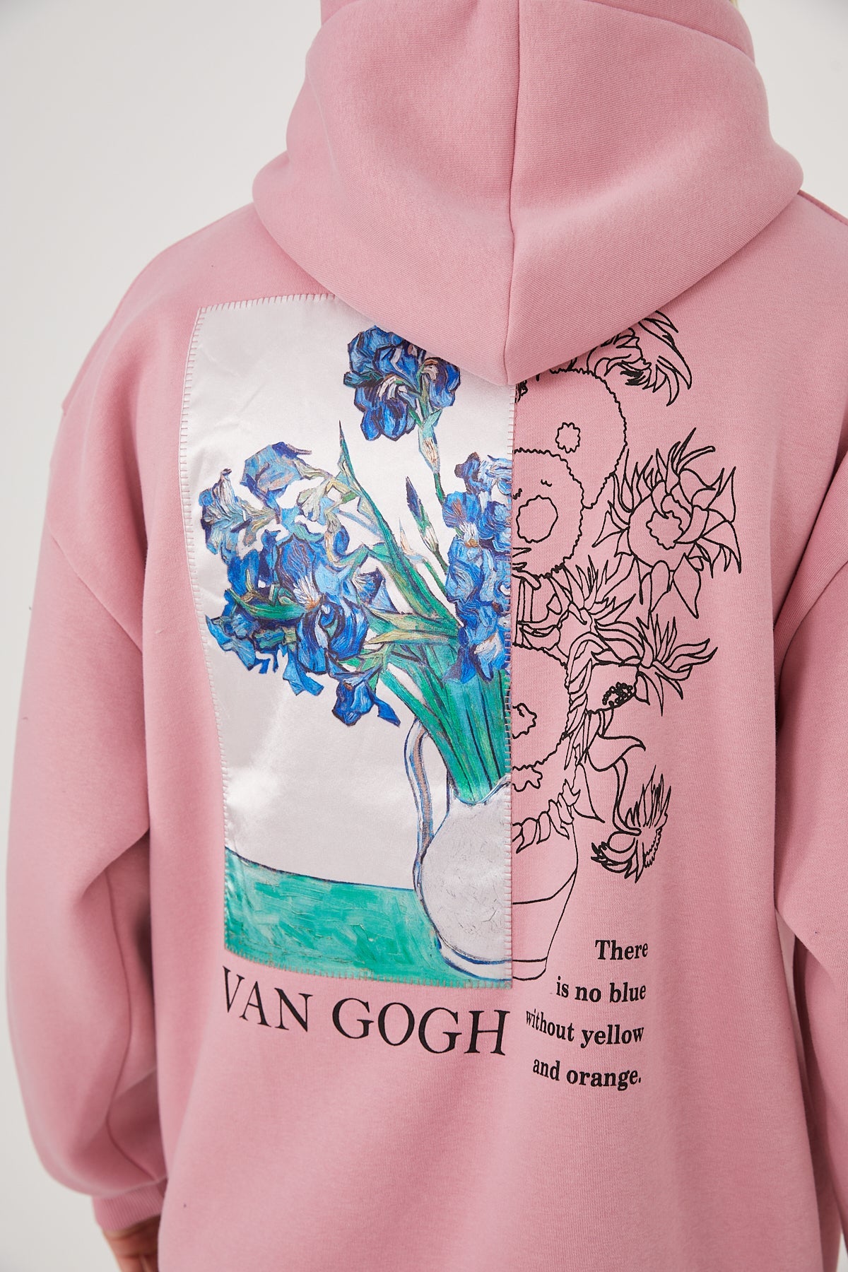 HOODIE - BLUE FLOWERS - PINK