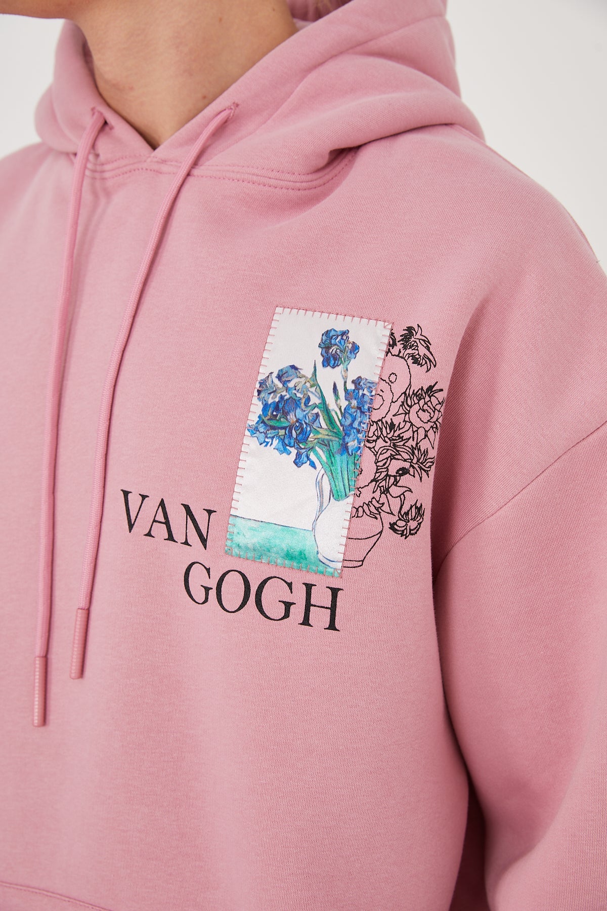 HOODIE - BLUE FLOWERS - PINK