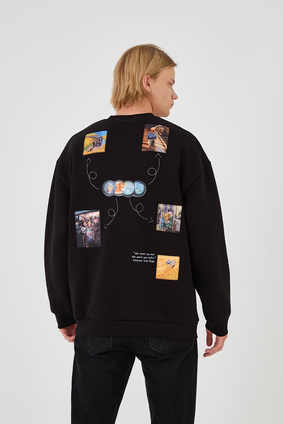 SWEATER - PIECES OF VANGOGH - BLACK