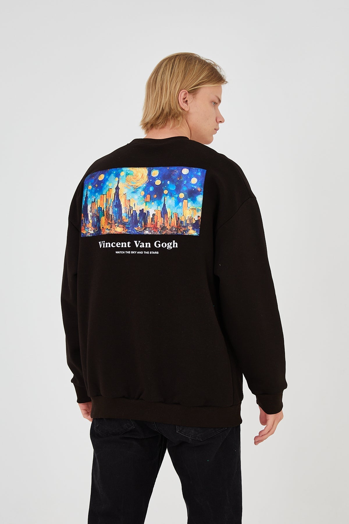 SWEATER - WATCH THE SKY AND STARS - BLACK
