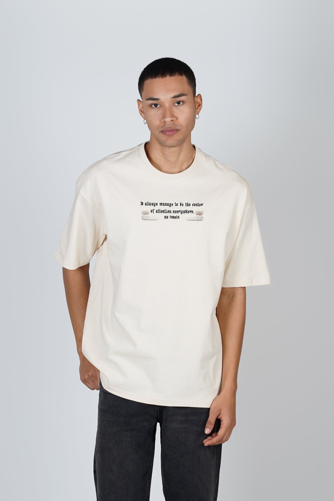 T - SHIRT - ATTENTION - BEIGE