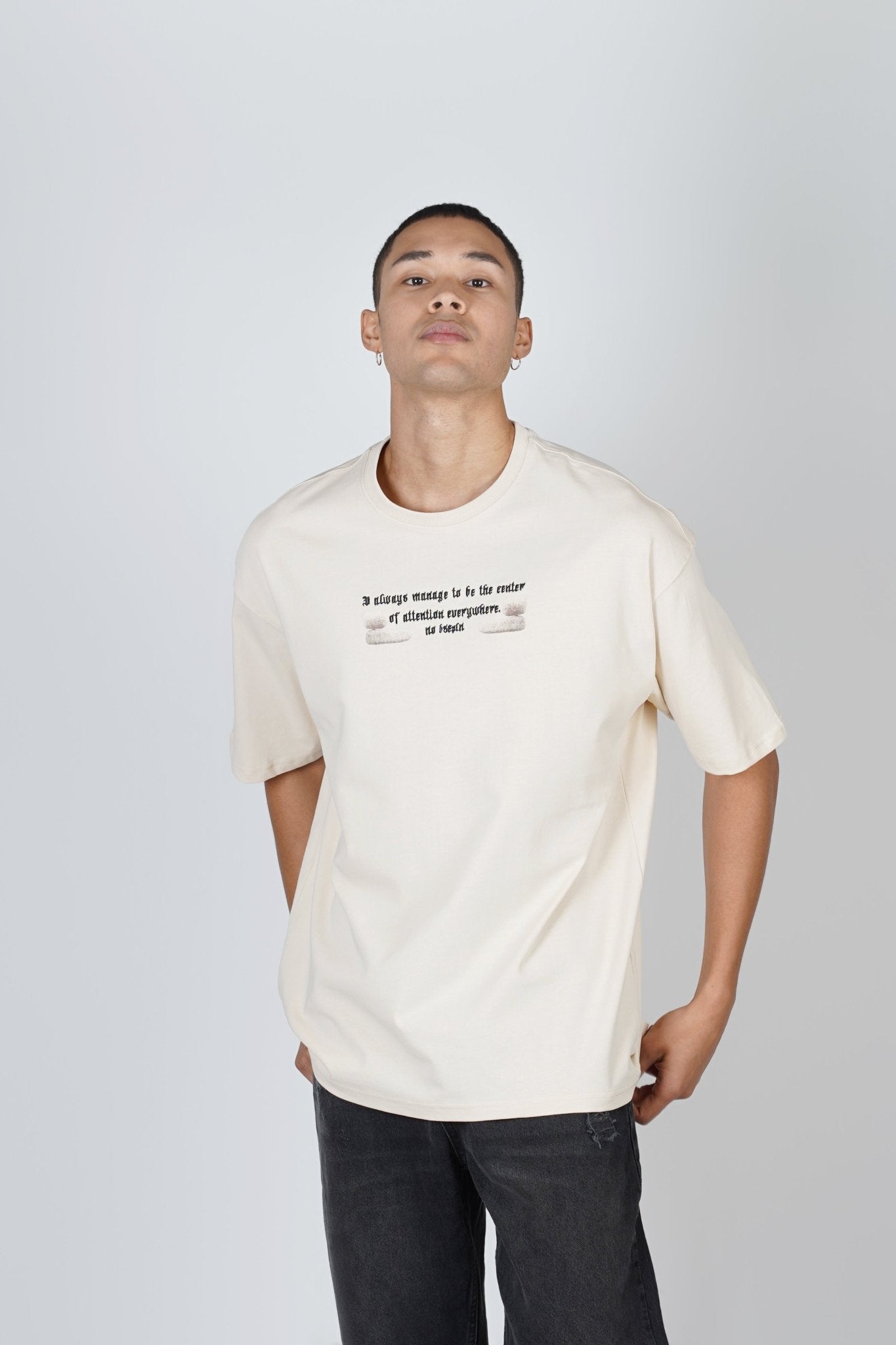 T - SHIRT - ATTENTION - BEIGE