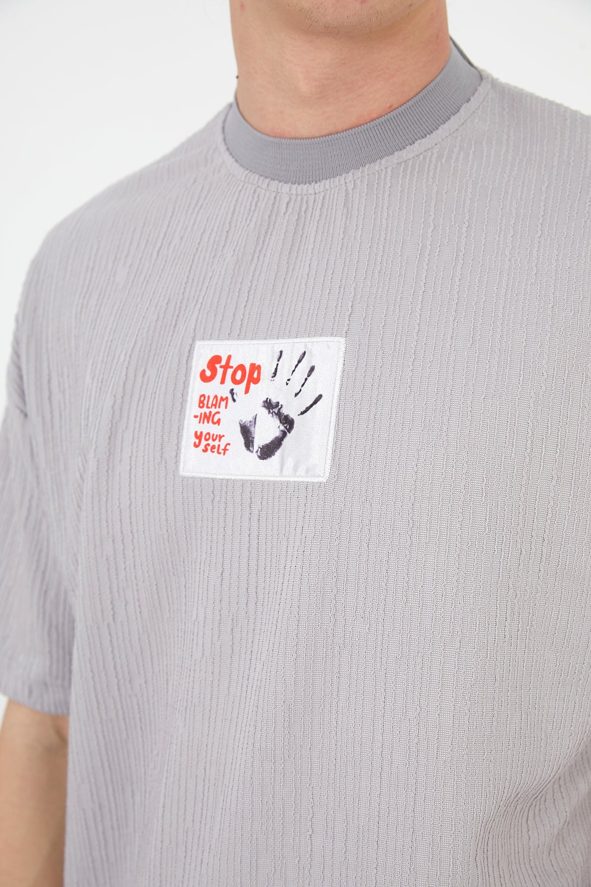 T - SHIRT - STOP STOPPING YOURSELF - GREY