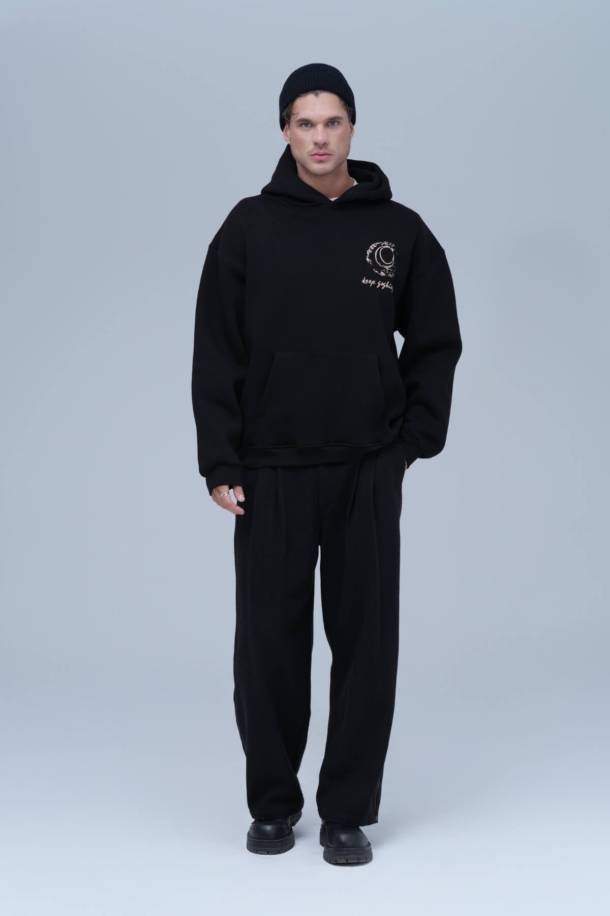 CROWS & SMOKE HOODIE - BLACK