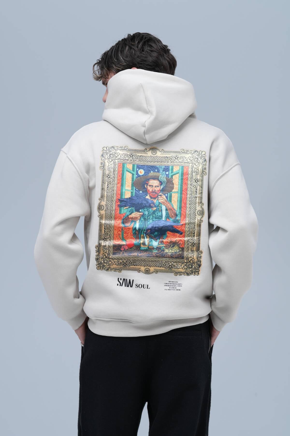 CROWS & SMOKE HOODIE - OFF-WHITE