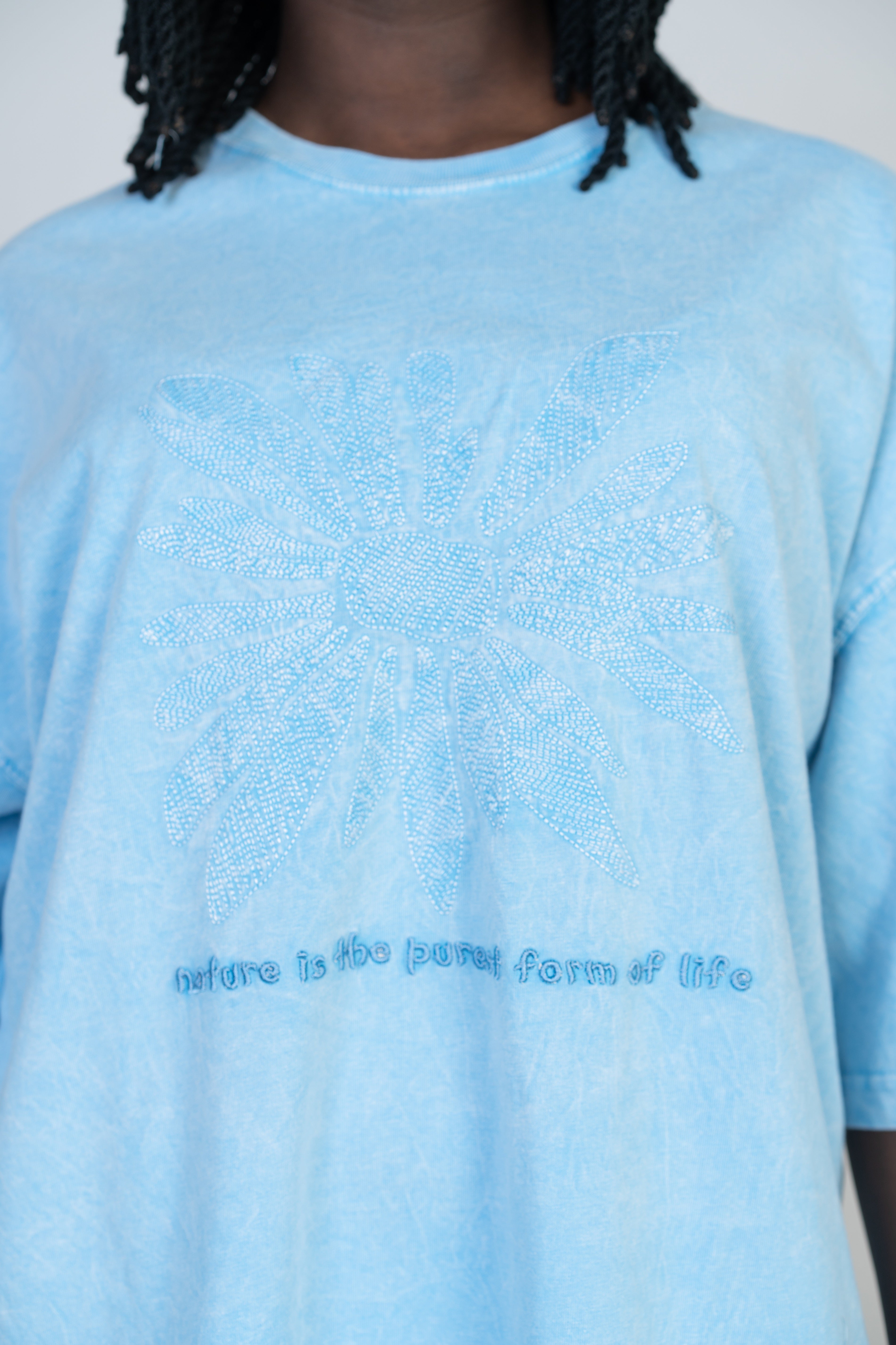 T-SHIRT - DYE FLOWERS - BLUE