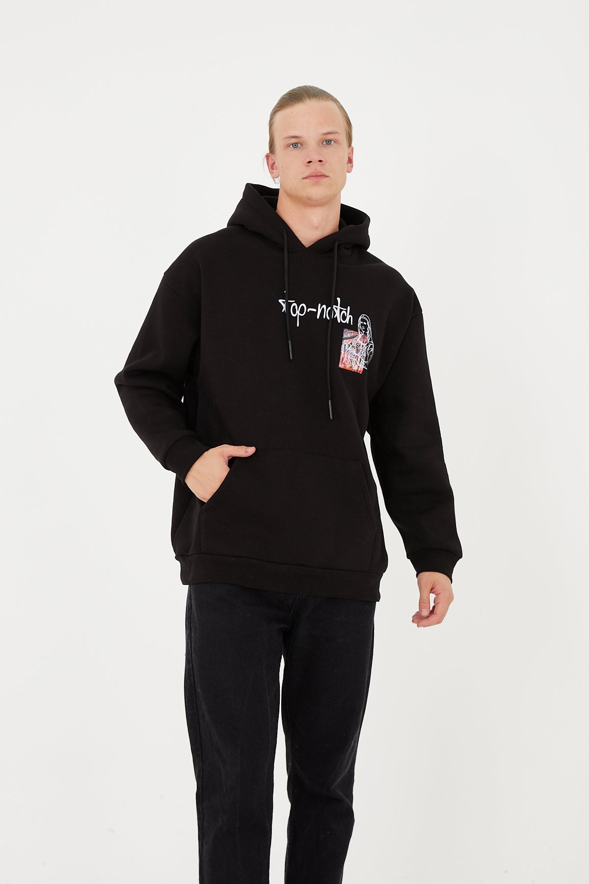 HOODIE - TOP NOTCH MONA - BLACK