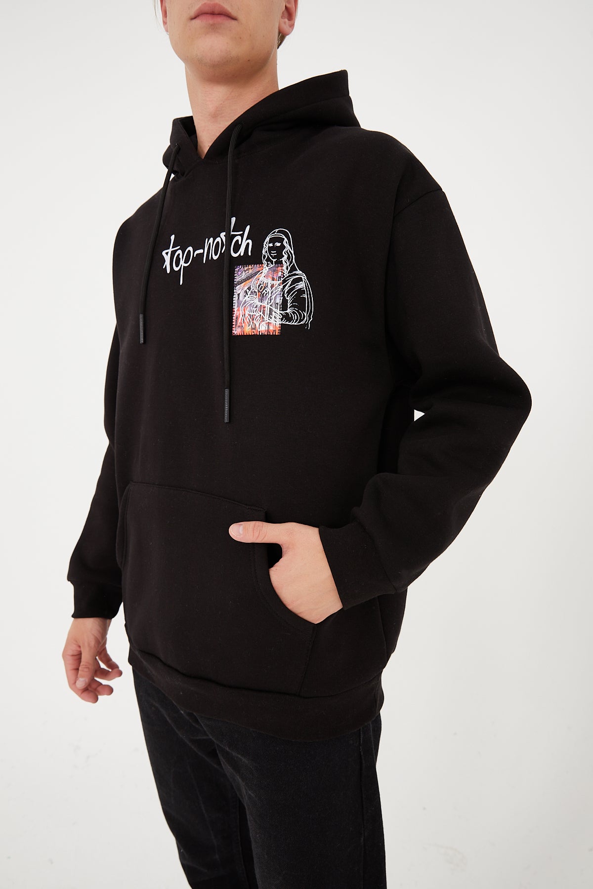 HOODIE - TOP NOTCH MONA - BLACK