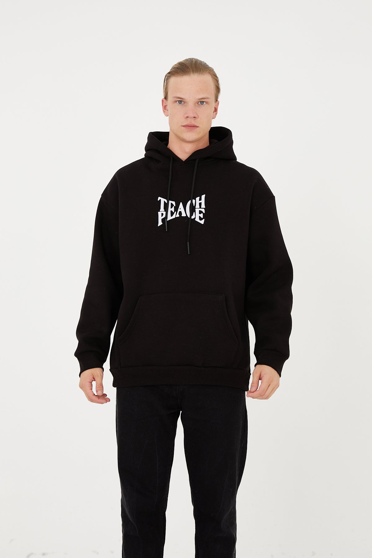 HOODIE - TEACH PEACE - BLACK