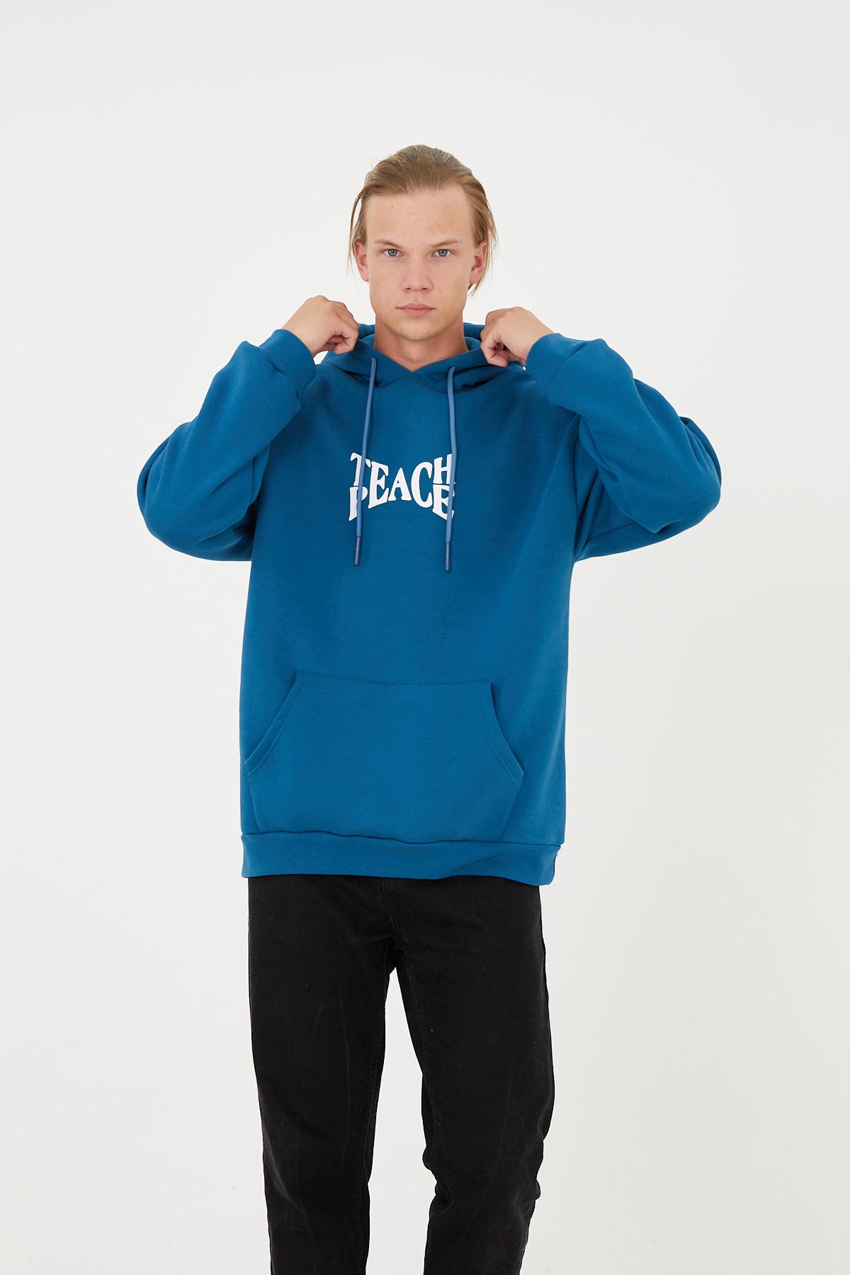 HOODIE - TEACH PEACE - PETROL