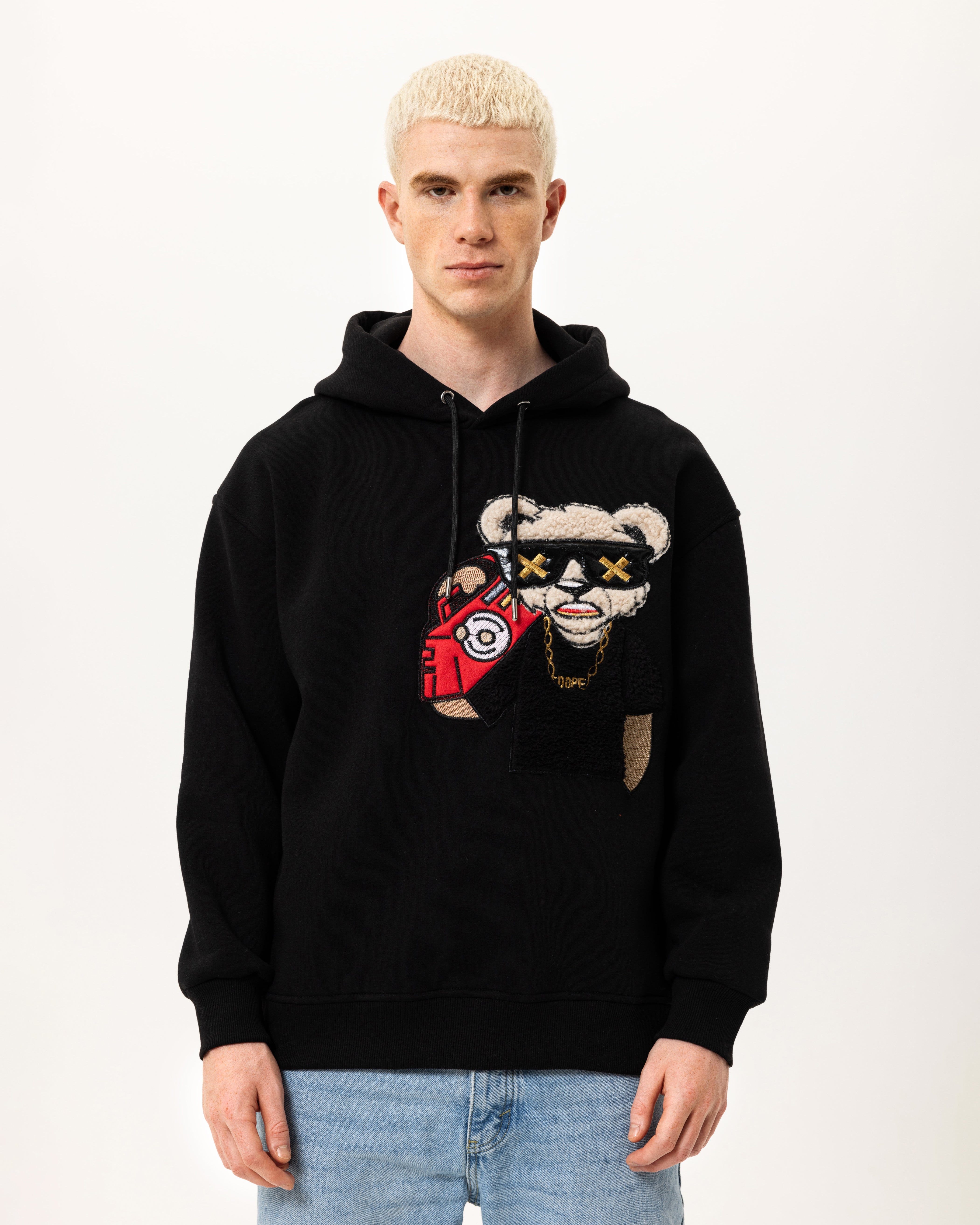 HOODIE - DOPE TEDDYBEER - ZWART