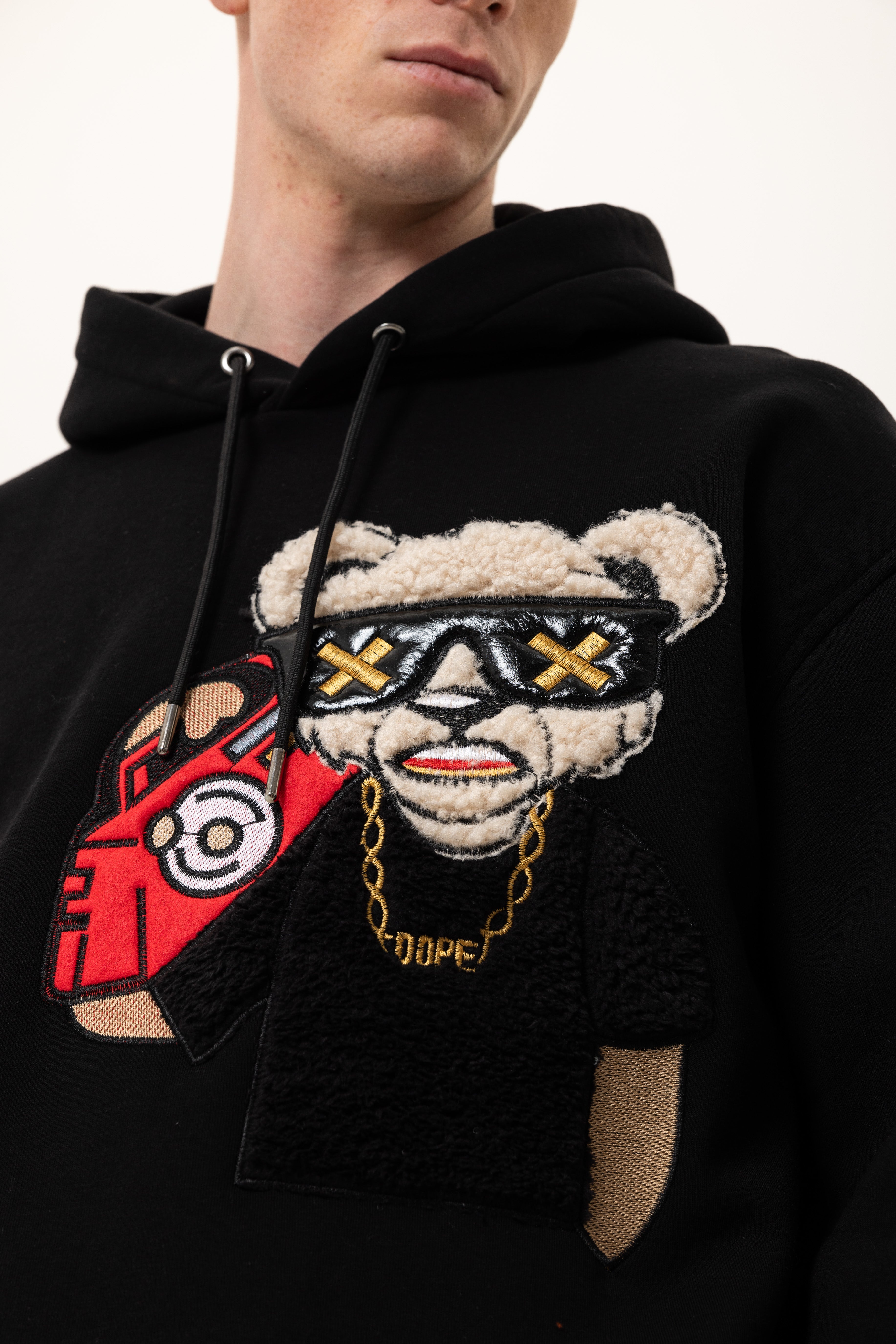 HOODIE - DOPE TEDDYBEER - ZWART