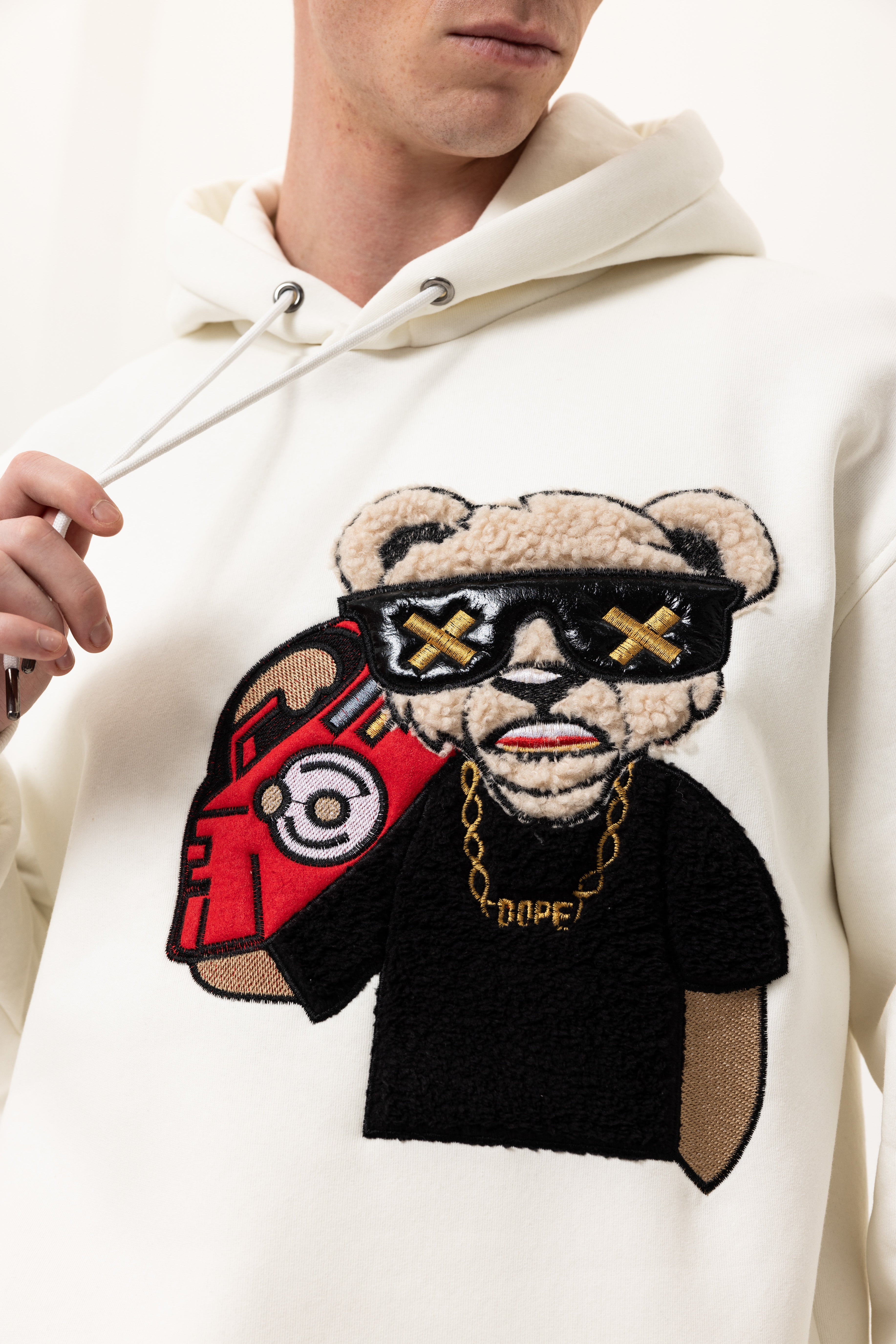 HOODIE - DOPE TEDDYBEER - WIT