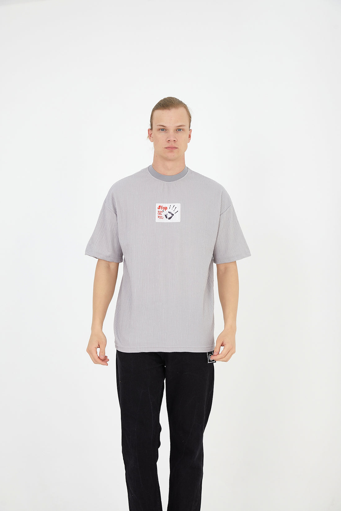 T-SHIRT - STOP STOPPING YOURSELF - GREY - DYS-Amsterdam