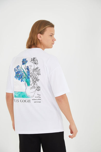 T-SHIRT - THE BLUE FLOWERS - WHITE - DYS-Amsterdam